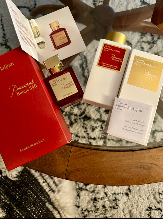 £4.99 Maison francis kurdjian Baccarat rouge 540 extrait samples 2ml 3ml 7.5ml + FREE body cream sample